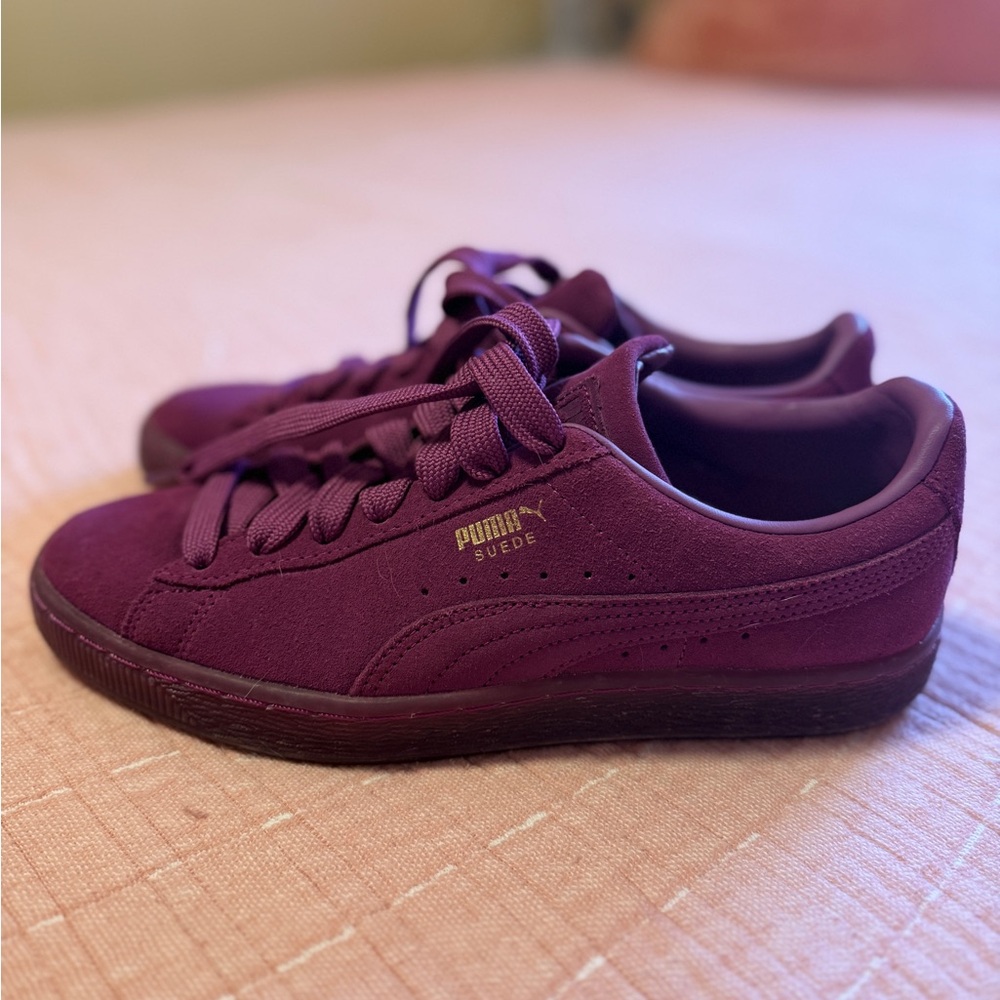 Women's Puma Suede Classic Mono Gold Purple 381587-03 - worn three times